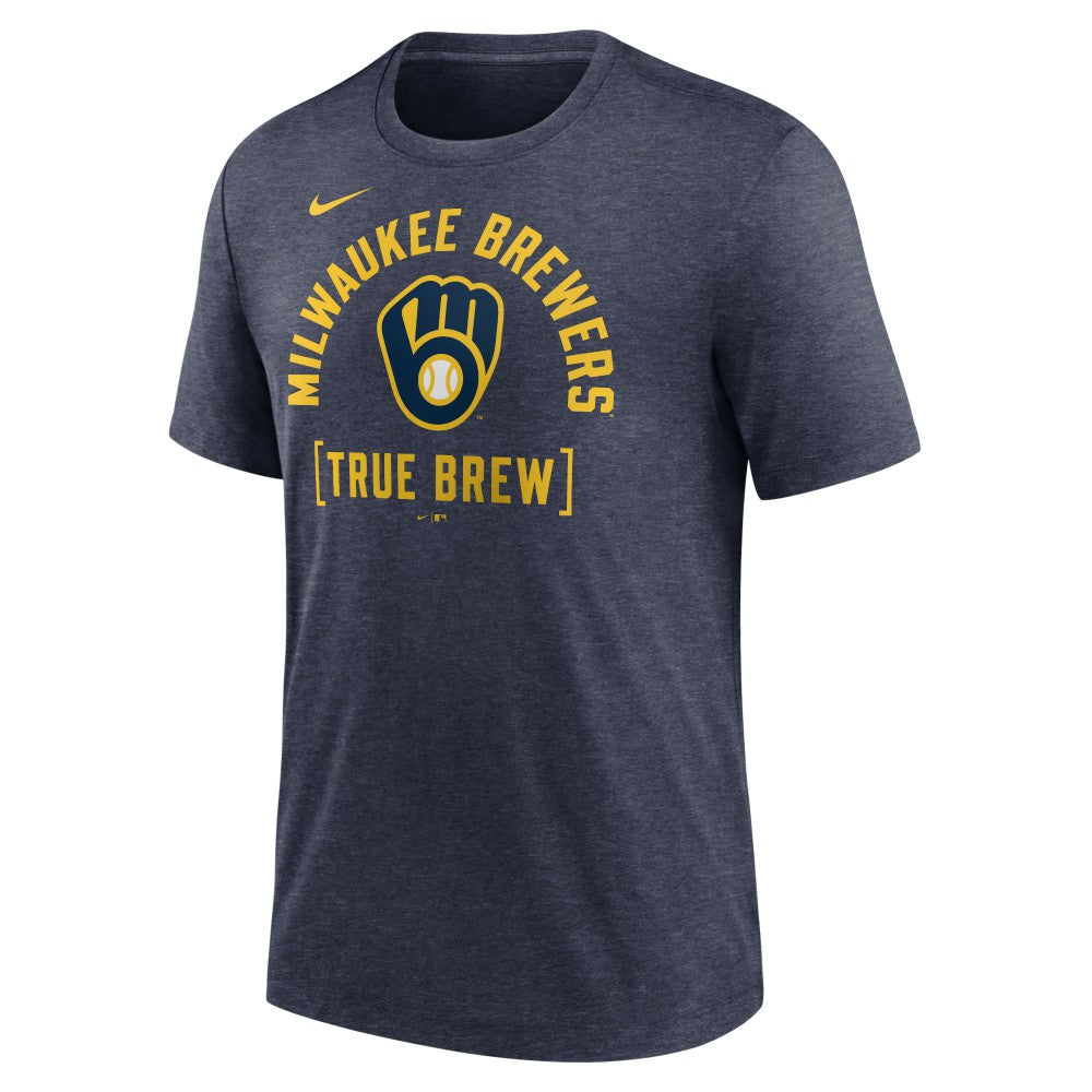 Milwaukee Brewers Swing Big Tri-Blend T-Shirt Heather Navy | Nike