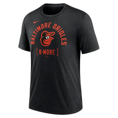 Baltimore Orioles Swing Big Tri-Blend T-Shirt Heather Black | Nike