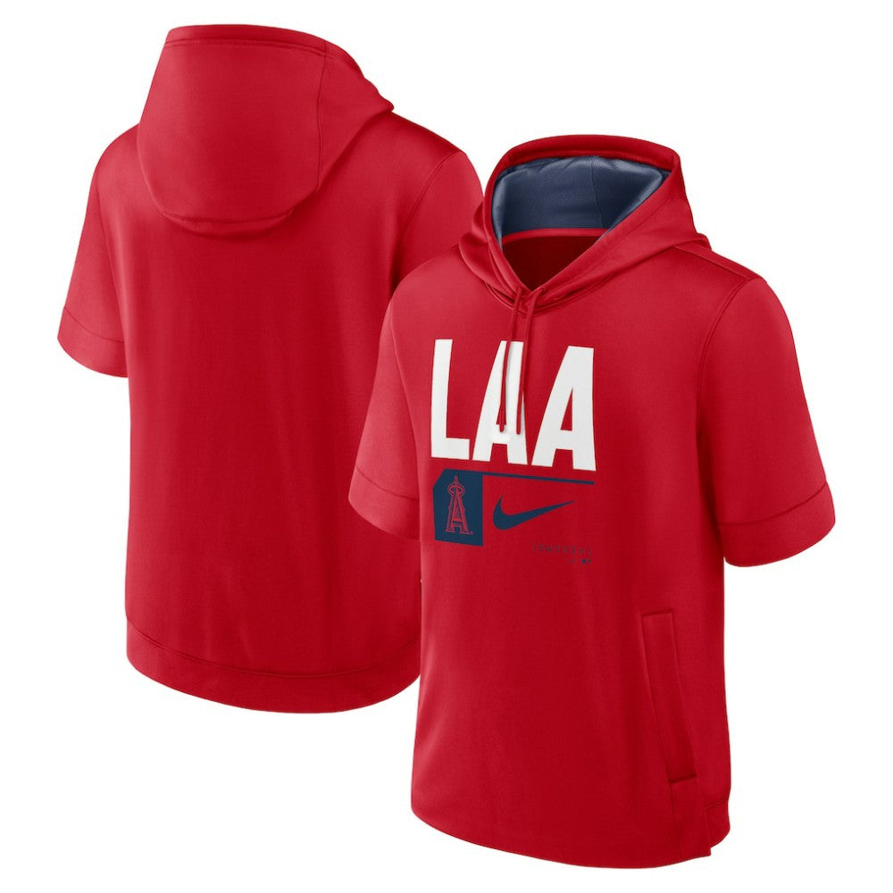 Los Angeles Angels Tri Code Lockup Short Sleeve Pullover Hoodie Red | Nike