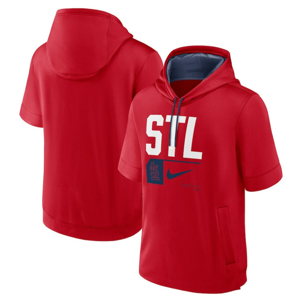 St. Louis Cardinals Tri Code Lockup Short Sleeve Pullover Hoodie Red | Nike
