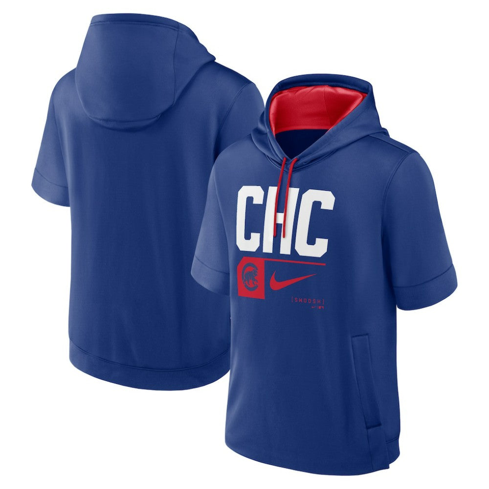 Chicago Cubs Tri Code Lockup Short Sleeve Pullover Hoodie Royal | Nike