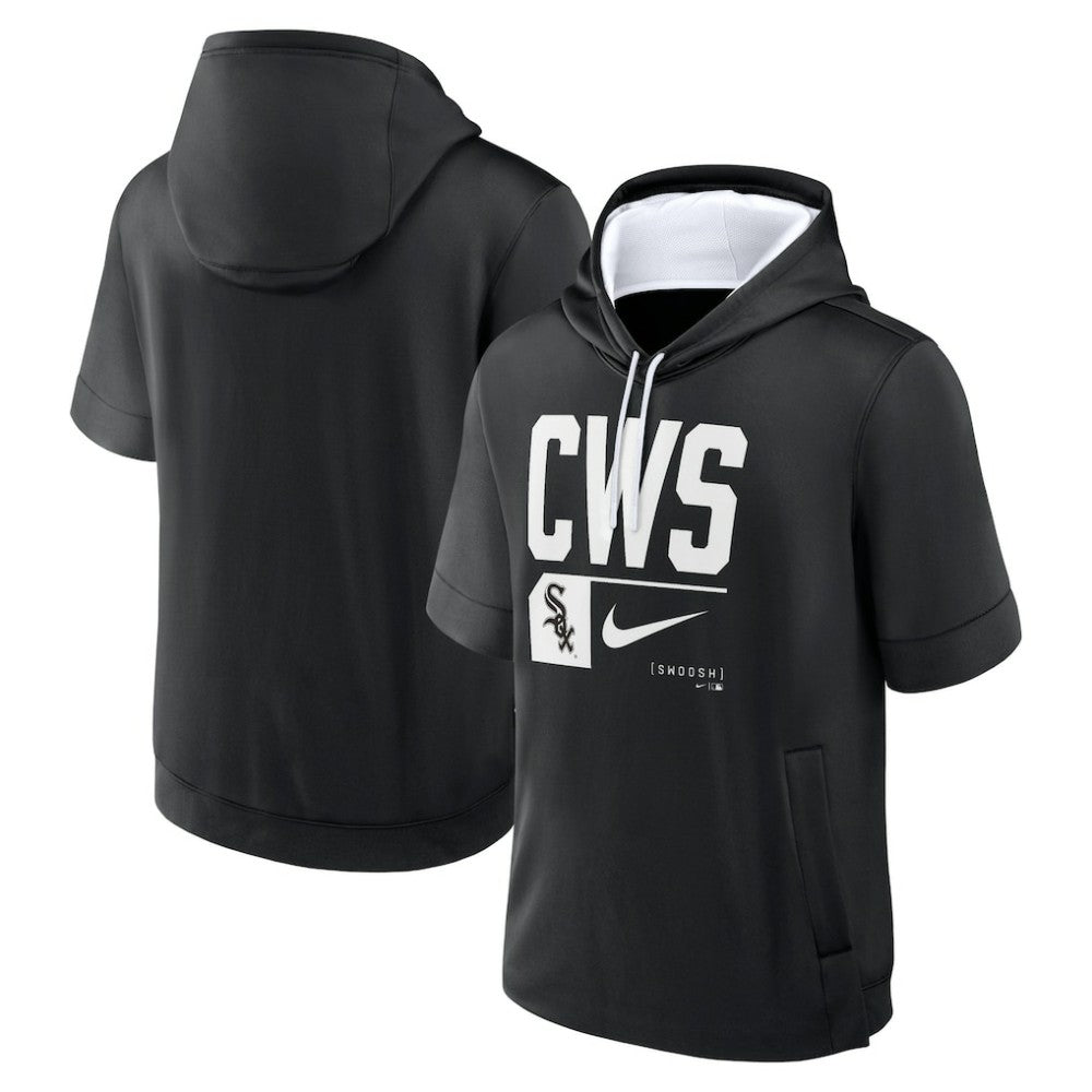 Chicago White Sox Tri Code Lockup Short Sleeve Pullover Hoodie Black | Nike