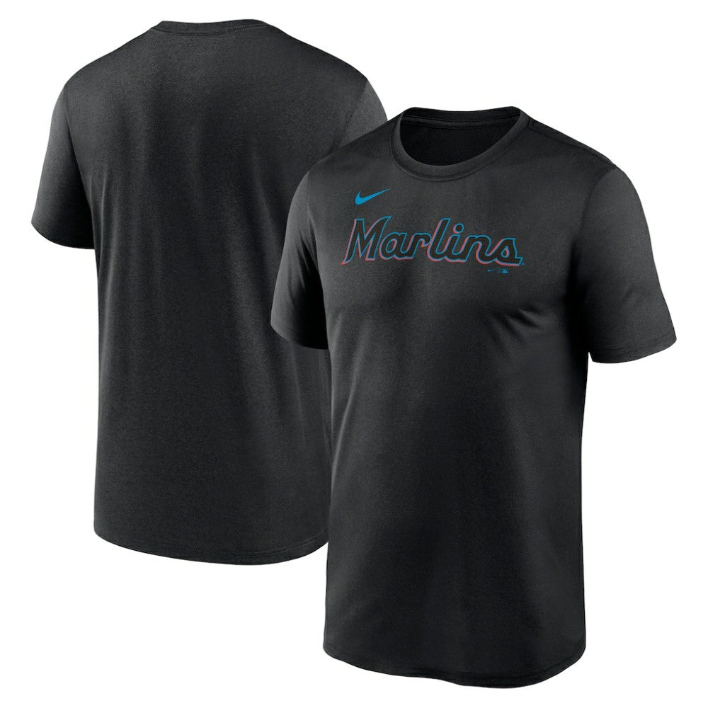 Miami Marlins Legend Fuse Wordmark T-Shirt  Black | Nike