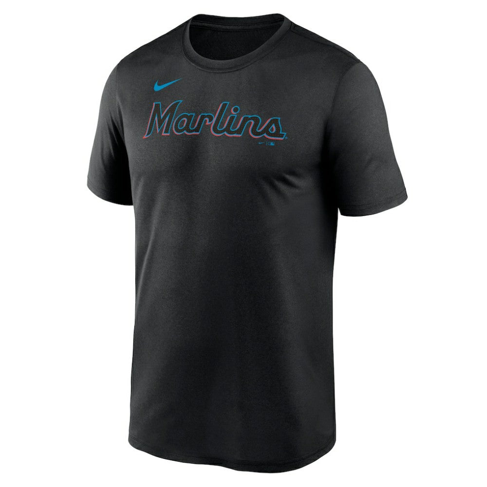 Miami Marlins Legend Fuse Wordmark T-Shirt  Black | Nike