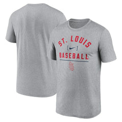 St. Louis Cardinals Arch Baseball Stack Performance T-Shirt Heather Charcoal | Nike
