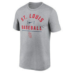 St. Louis Cardinals Arch Baseball Stack Performance T-Shirt Heather Charcoal | Nike