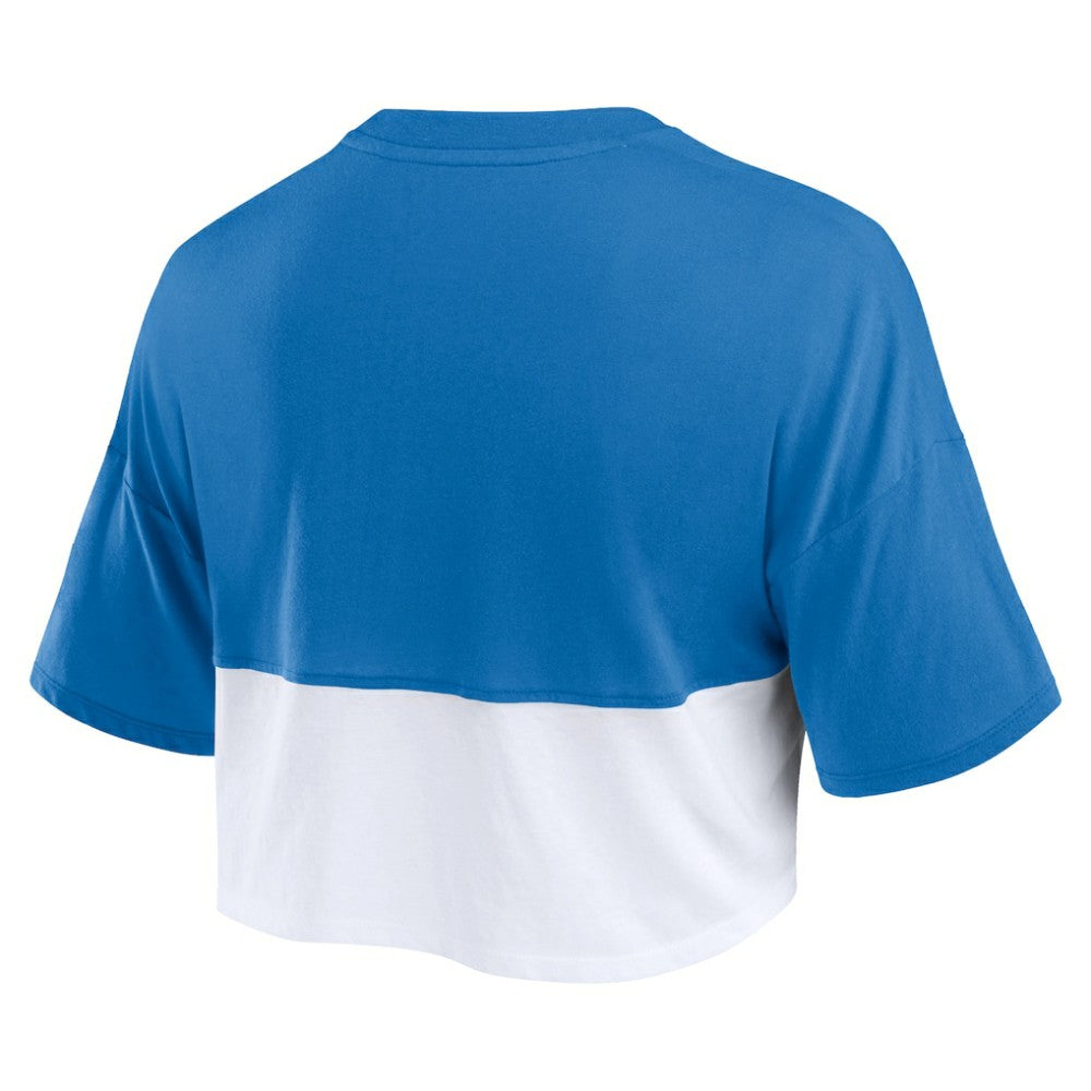 Chicago Cubs Women's Color Split Boxy Cropped T-Shirt Royal/White
