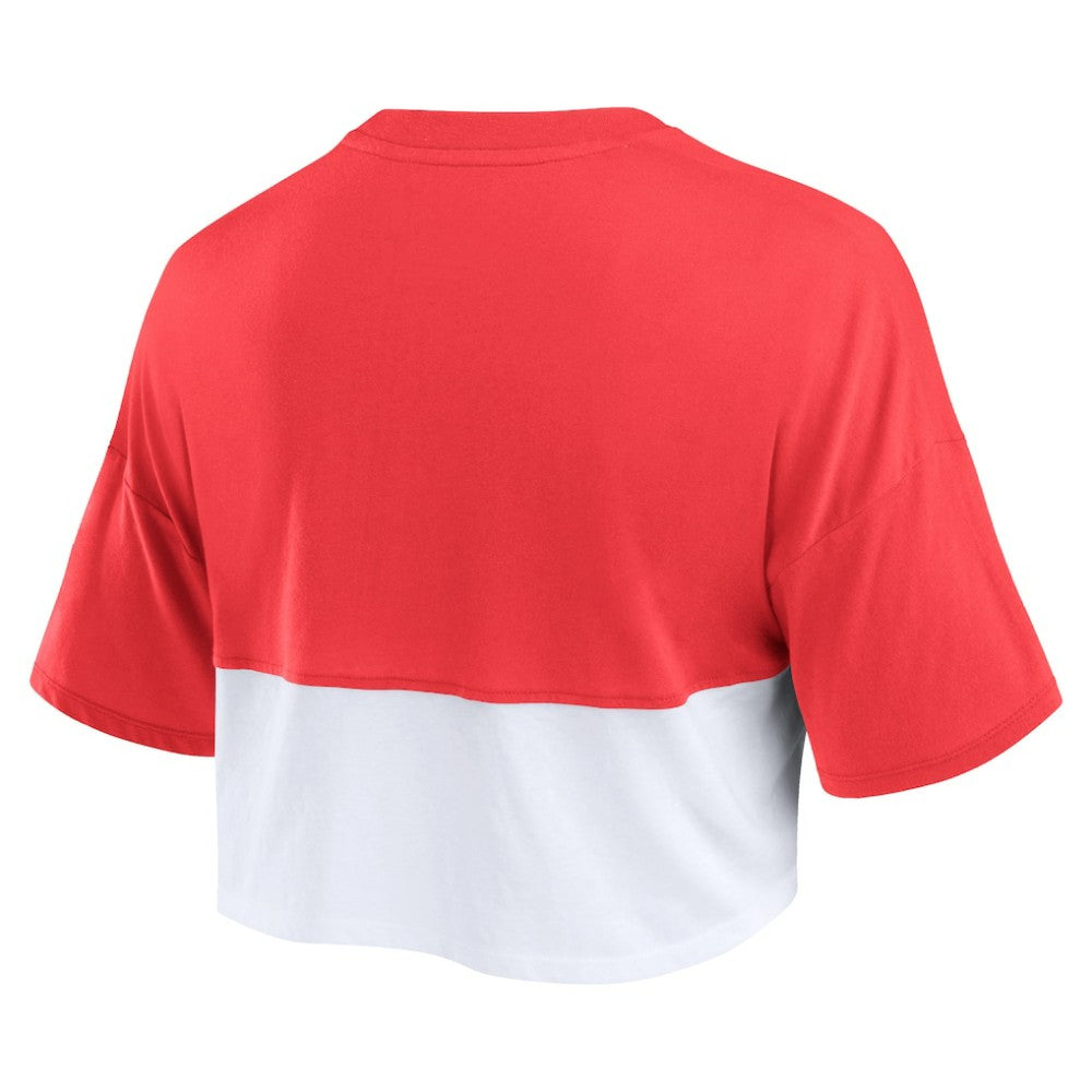 Philadelphia Phillies Women's Color Split Boxy Cropped T-Shirt Heather Red/White