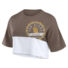 San Diego Padres Women's Color Split Boxy Cropped T-Shirt Brown/White