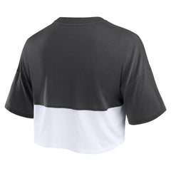 San Francisco Giants Women's Color Split Boxy Cropped T-Shirt Heather Black/White