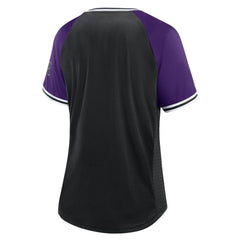 Colorado Rockies Women's Glitz & Glam League Diva Raglan V-Neck T-Shirt Black