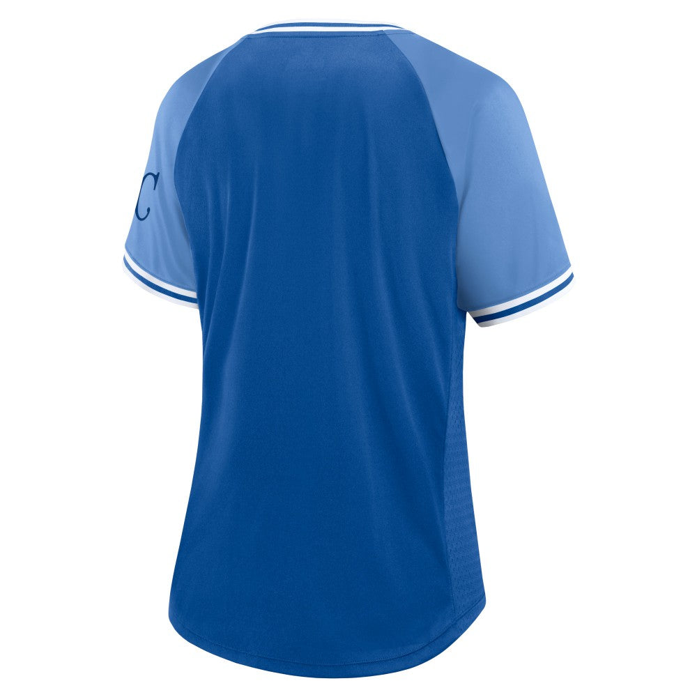 Kansas City Royals Women's Glitz & Glam League Diva Raglan V-Neck T-Shirt Royal