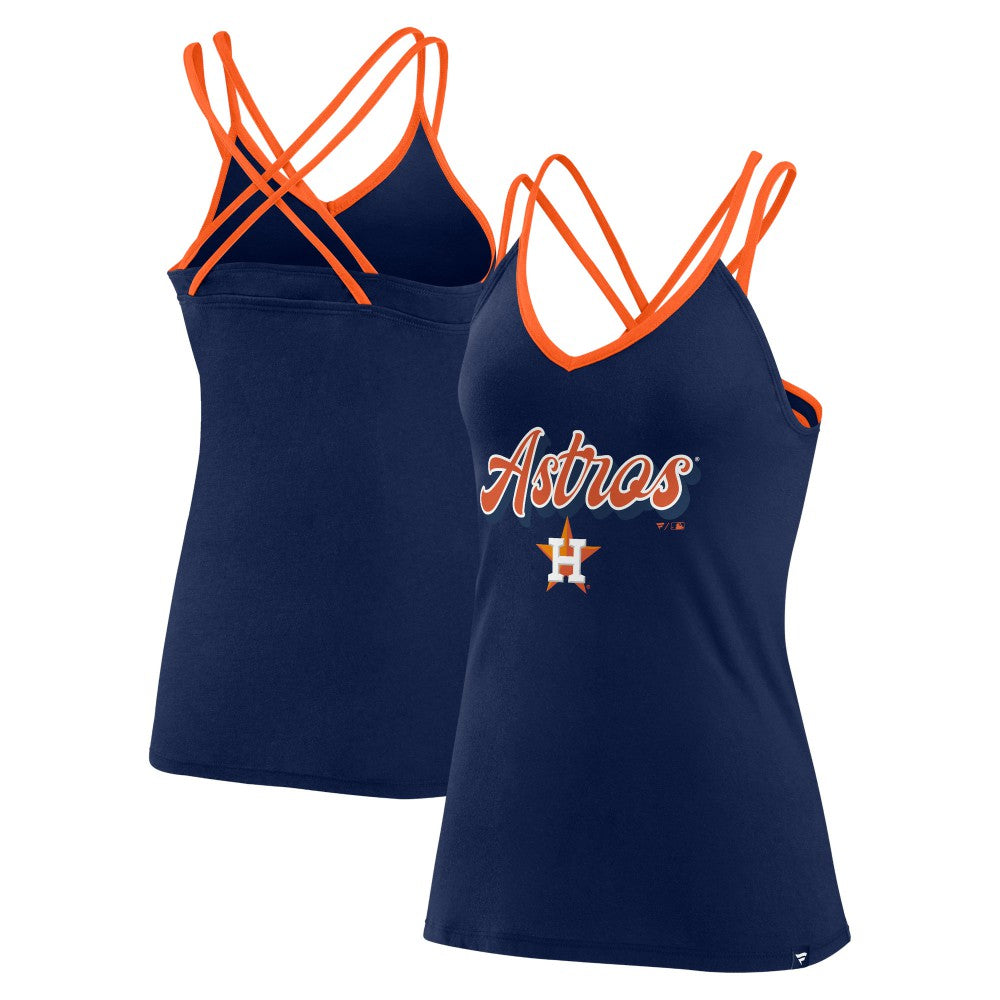 Houston Astros Women's Go For It Strappy V-Neck Tank Top Navy