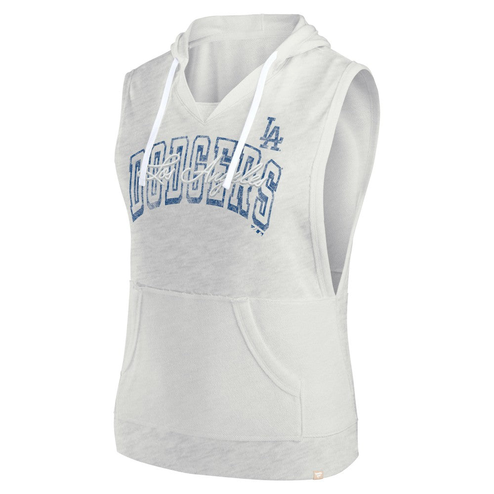 Los Angeles Dodgers Women's Lounge Script Sleeveless Pullover Hoodie Ash