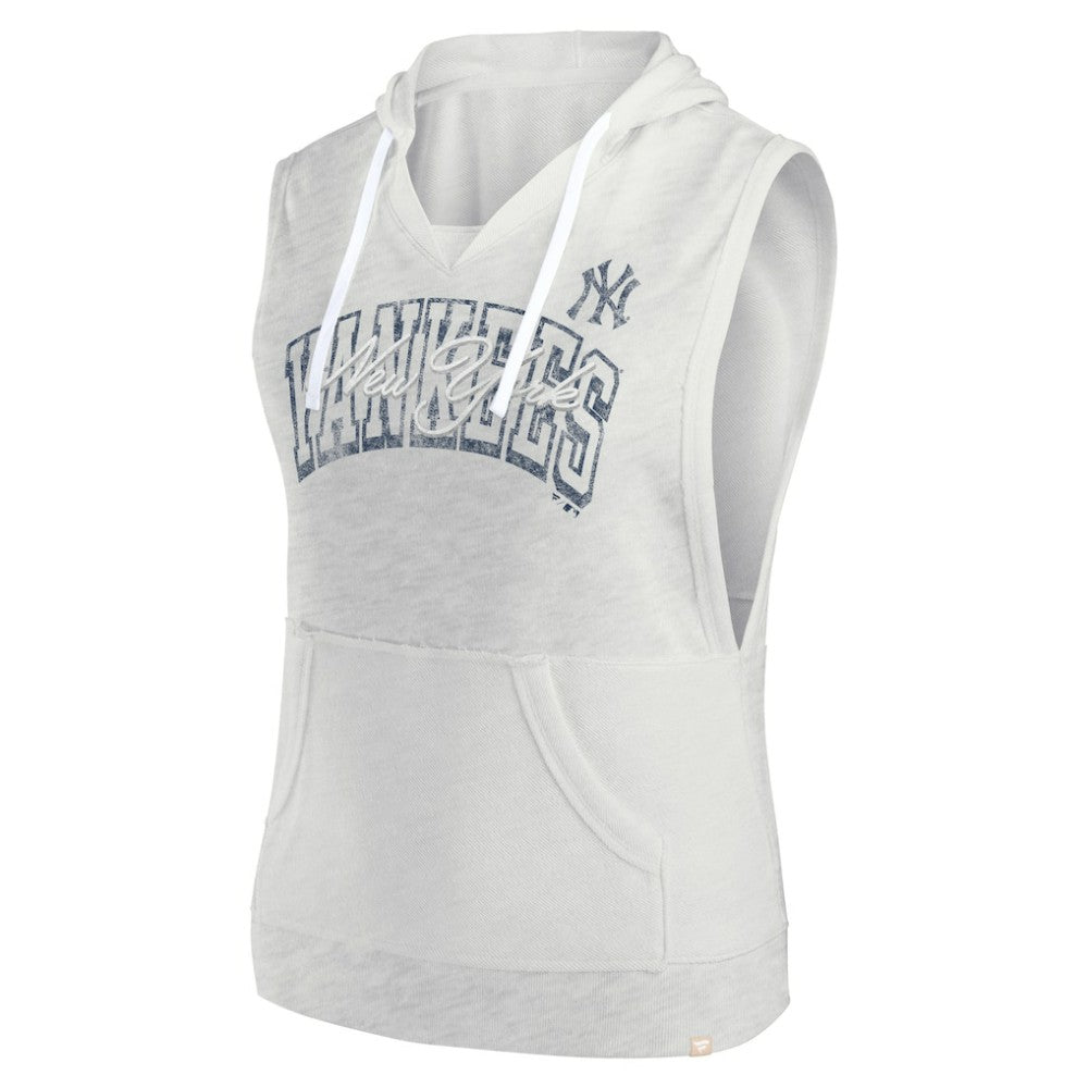 New York Yankees Women's Lounge Script Sleeveless Pullover Hoodie Ash