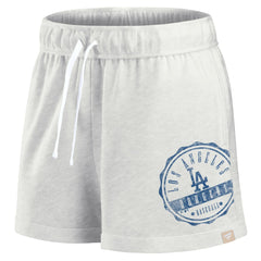 Los Angeles Dodgers Women's Oversized Badge Lounge Shorts Oatmeal