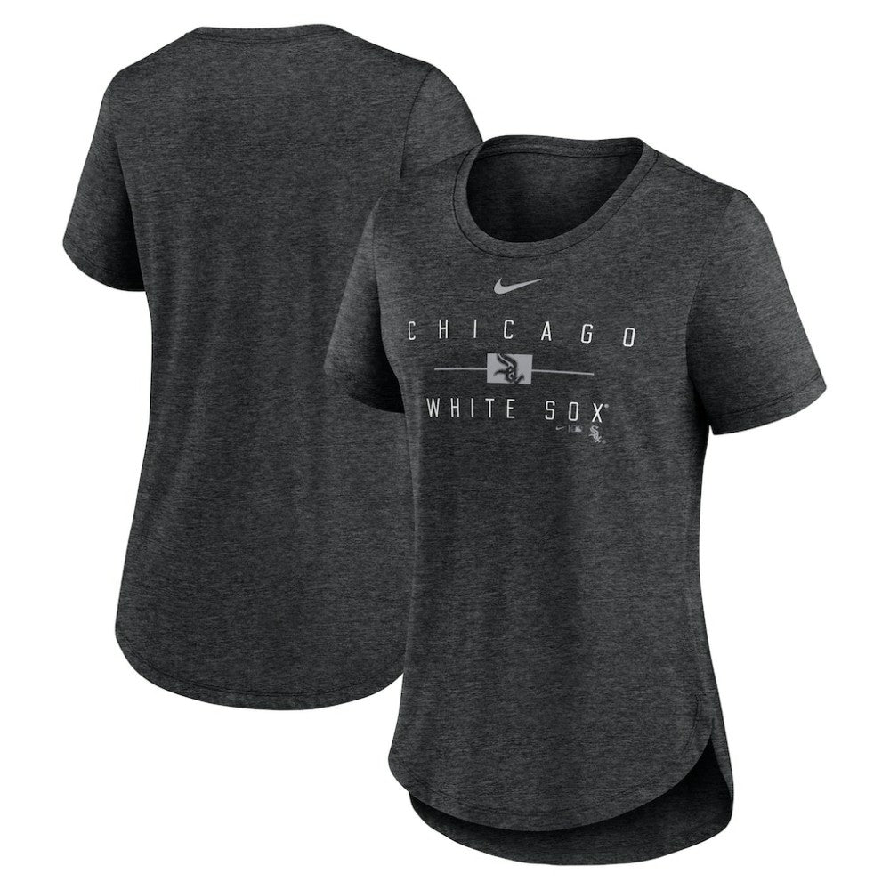 Chicago White Sox Women's Knockout Team Stack Tri-Blend T-Shirt Heather Black | Nike