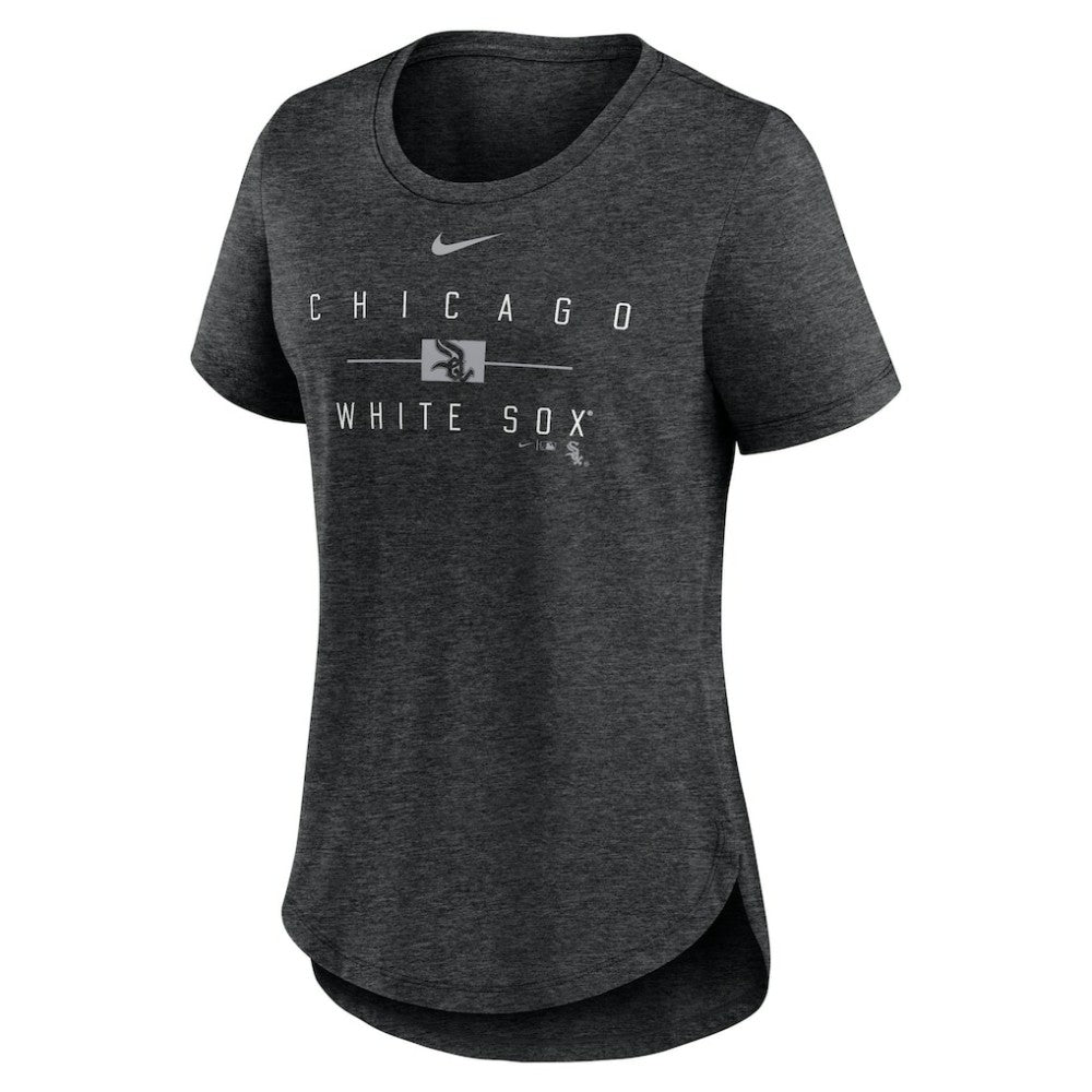 Chicago White Sox Women's Knockout Team Stack Tri-Blend T-Shirt Heather Black | Nike