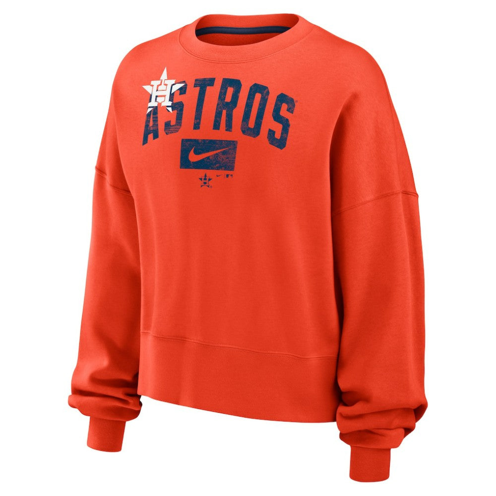Houston Astros Women's Oversized Cropped Pullover Sweatshirt Orange | Nike