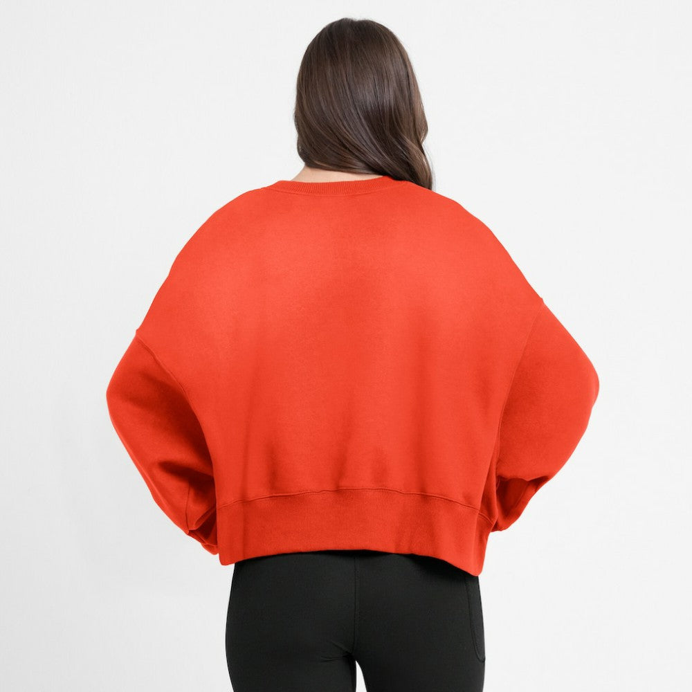 Houston Astros Women's Oversized Cropped Pullover Sweatshirt Orange | Nike