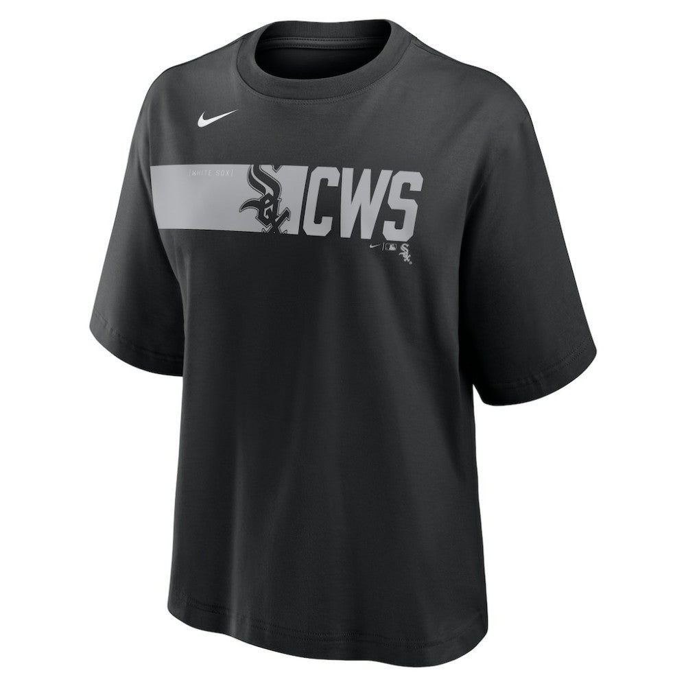 Chicago White Sox Women's Knockout Boxy T-Shirt Black | Nike