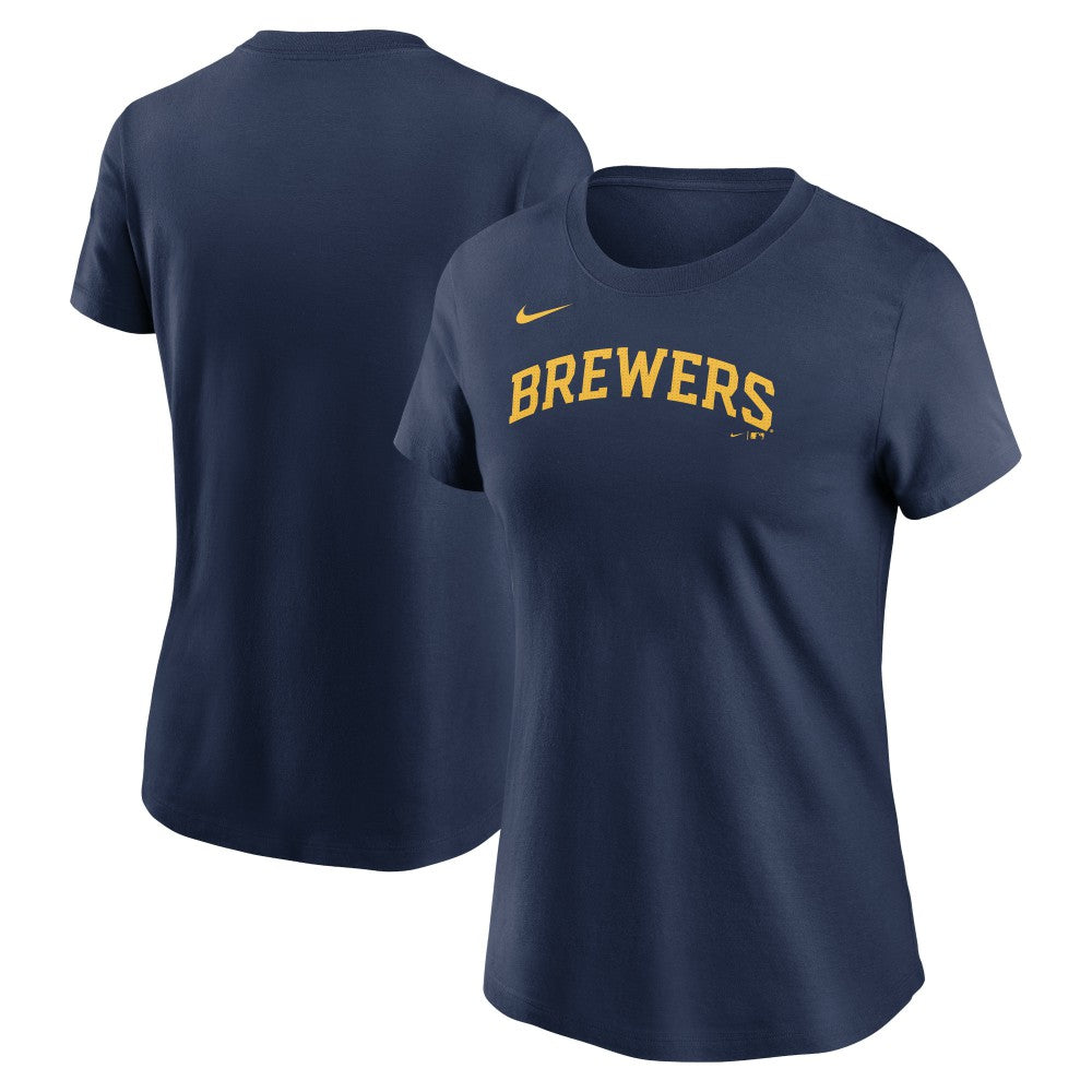 Milwaukee Brewers Women's Wordmark T-Shirt Navy | Nike