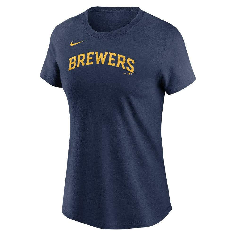 Milwaukee Brewers Women's Wordmark T-Shirt Navy | Nike