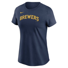 Milwaukee Brewers Women's Wordmark T-Shirt Navy | Nike