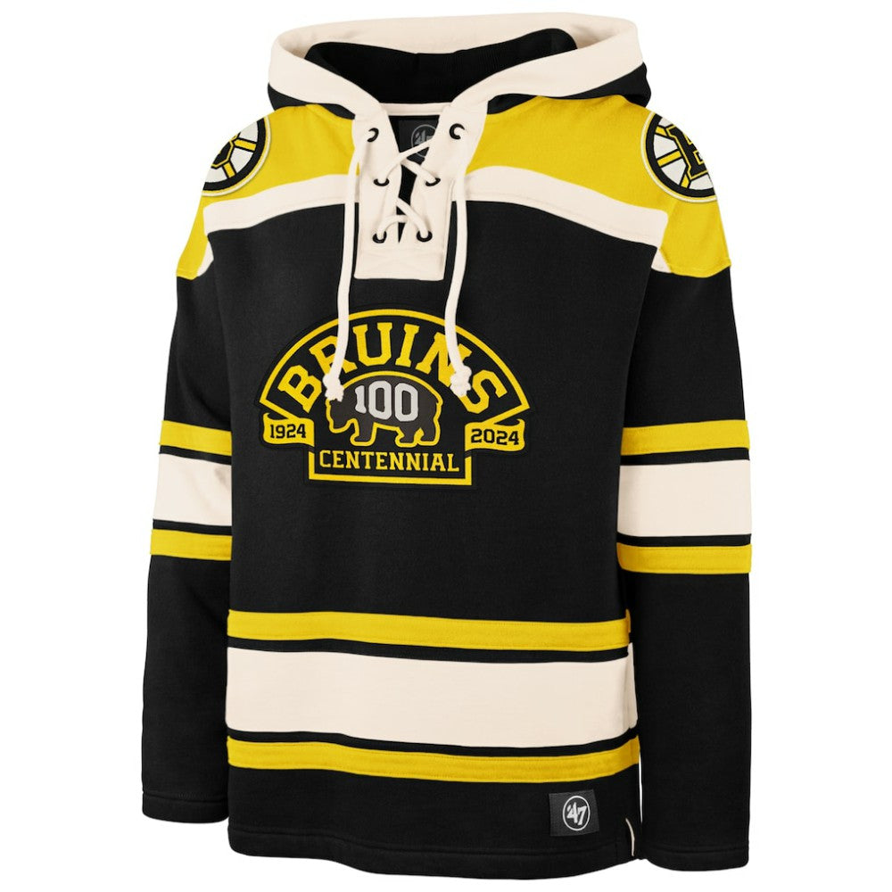 Boston Bruins '47 100th Anniversary Superior Lacer Pullover Hoodie Black