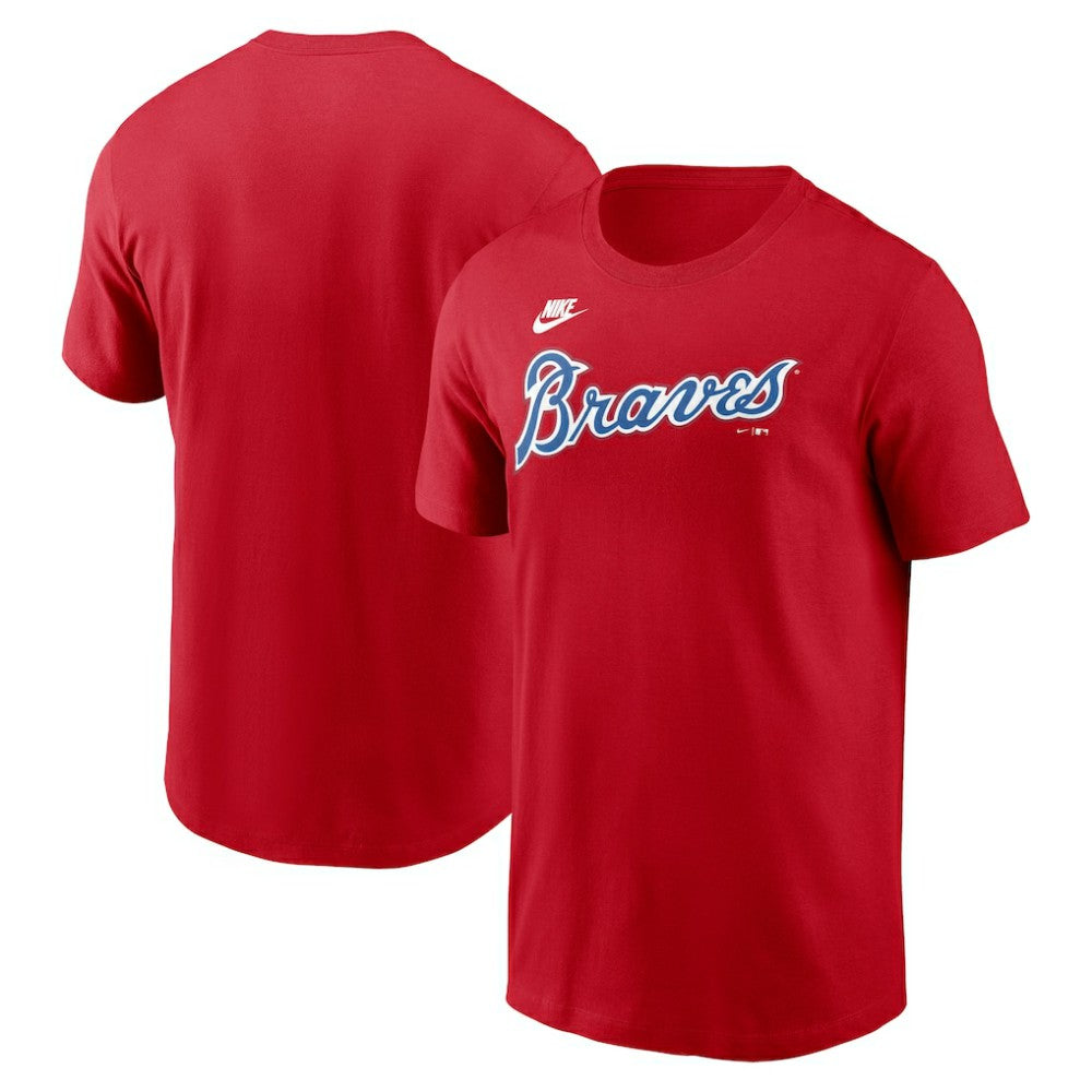 Atlanta Braves Cooperstown Collection Wordmark T-Shirt Red | Nike