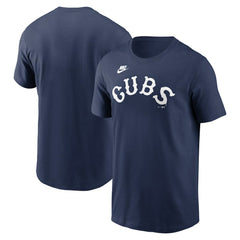 Chicago Cubs Cooperstown Collection Wordmark T-Shirt Navy | Nike