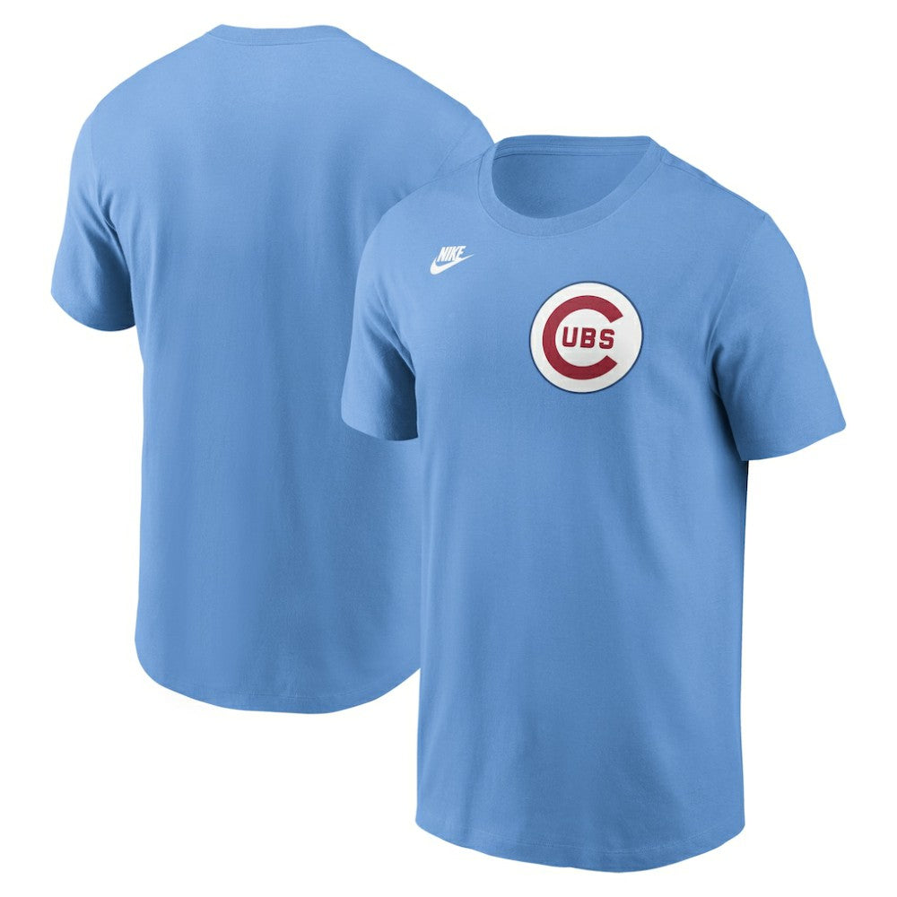 Chicago Cubs Cooperstown Collection Wordmark T-Shirt Light Blue | Nike