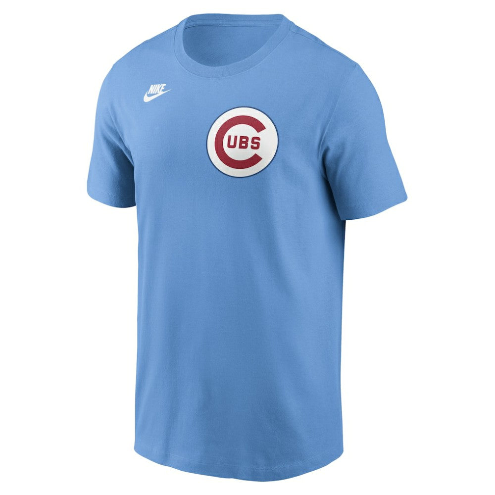 Chicago Cubs Cooperstown Collection Wordmark T-Shirt Light Blue | Nike