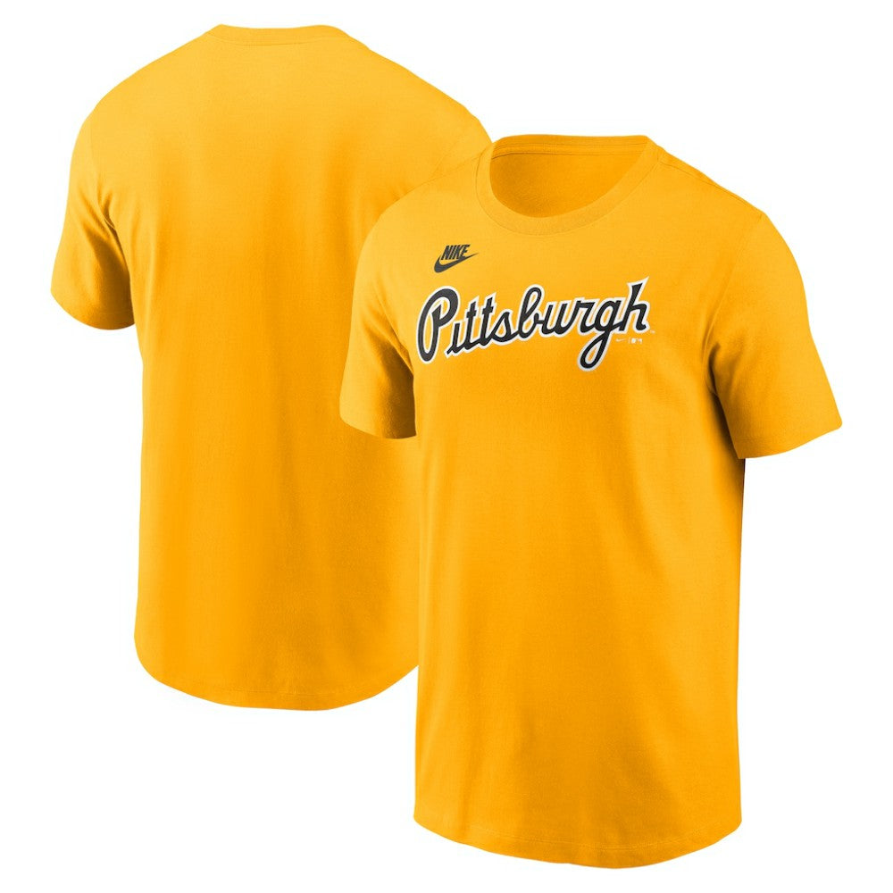 Pittsburgh Pirates Cooperstown Collection Wordmark T-Shirt Gold | Nike