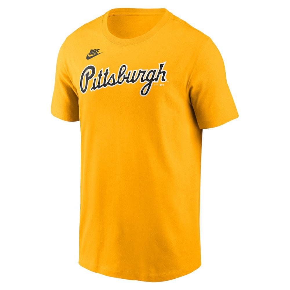 Pittsburgh Pirates Cooperstown Collection Wordmark T-Shirt Gold | Nike