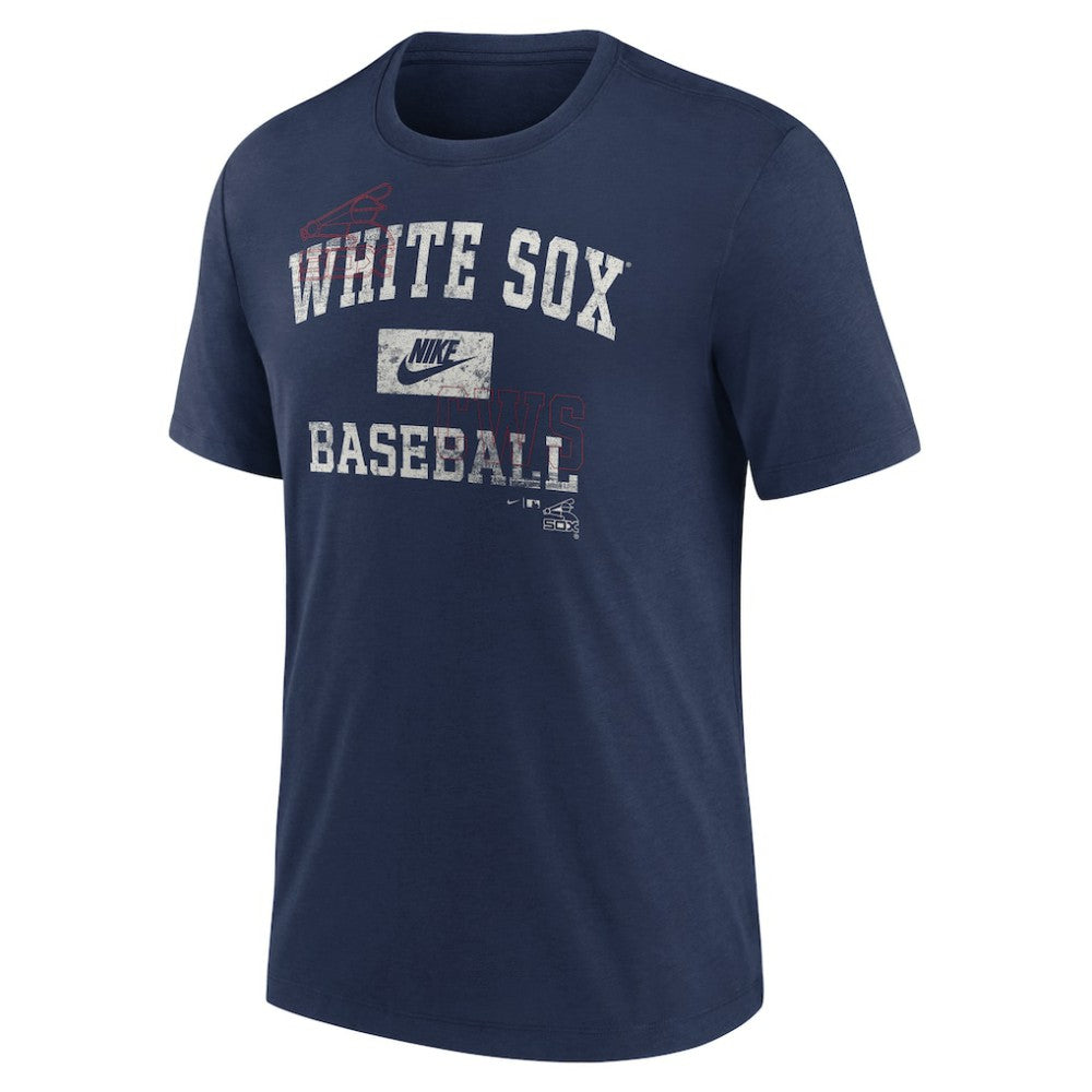 Chicago White Sox Cooperstown Collection Arch Tri-Blend T-Shirt Navy | Nike