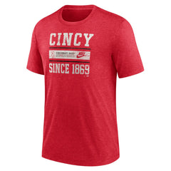 Cincinnati Reds Cooperstown Collection Local Stack Tri-Blend T-Shirt Heather Red | Nike