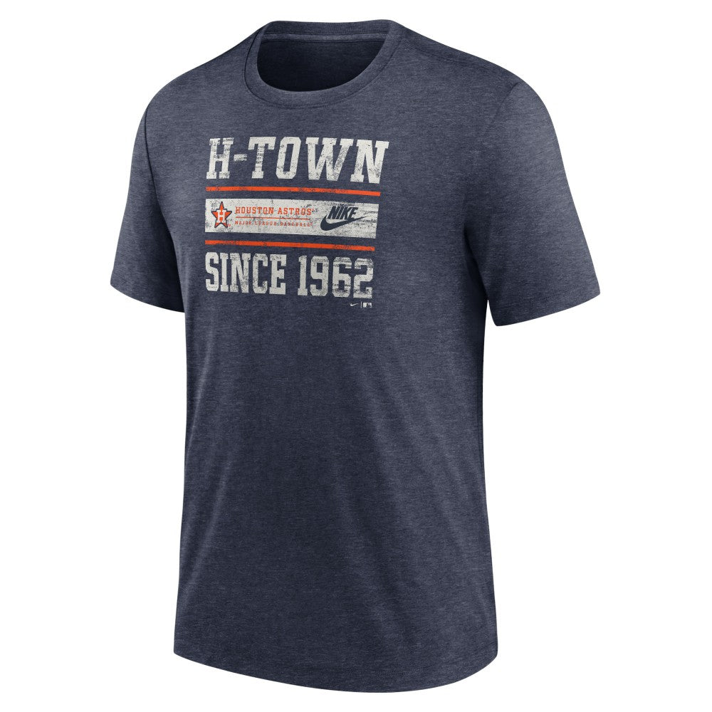 Houston Astros Cooperstown Collection Local Stack Tri-Blend T-Shirt Heather Navy | Nike