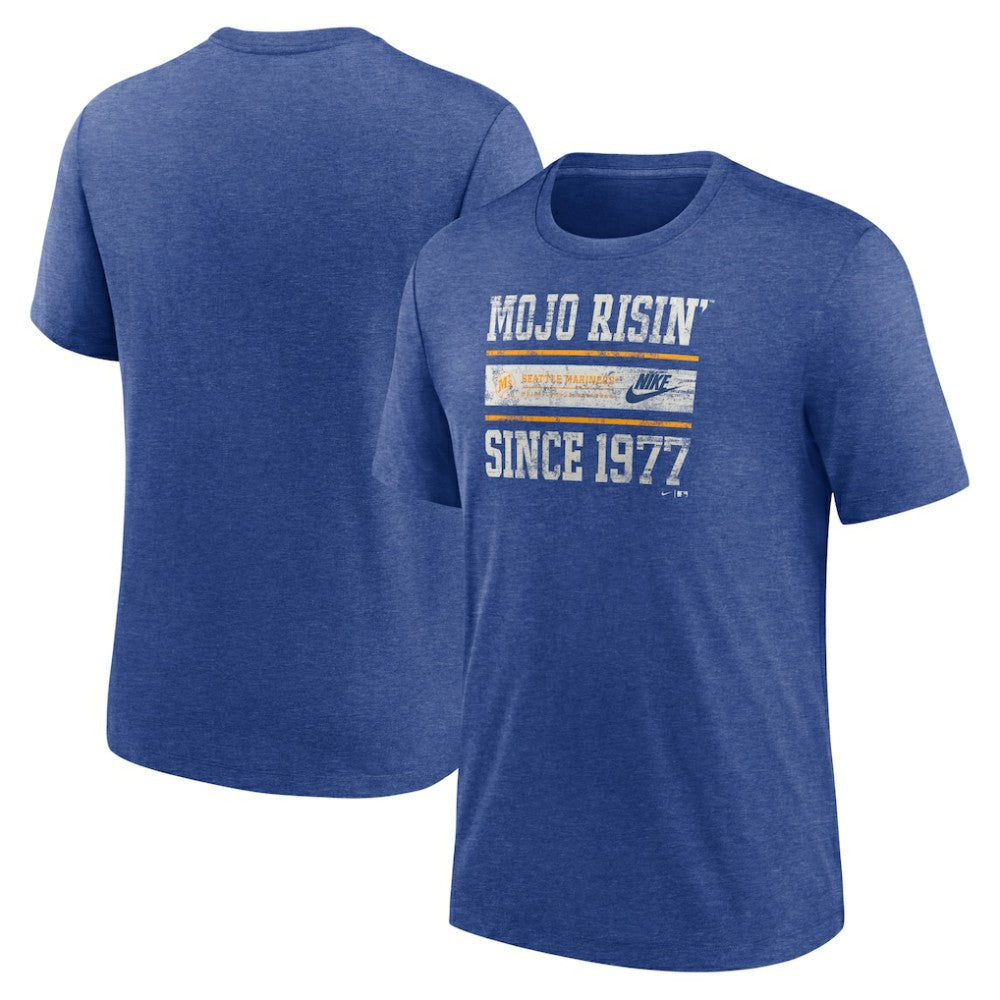 Seattle Mariners Cooperstown Collection Local Stack Tri-Blend T-Shirt Heather Royal | Nike