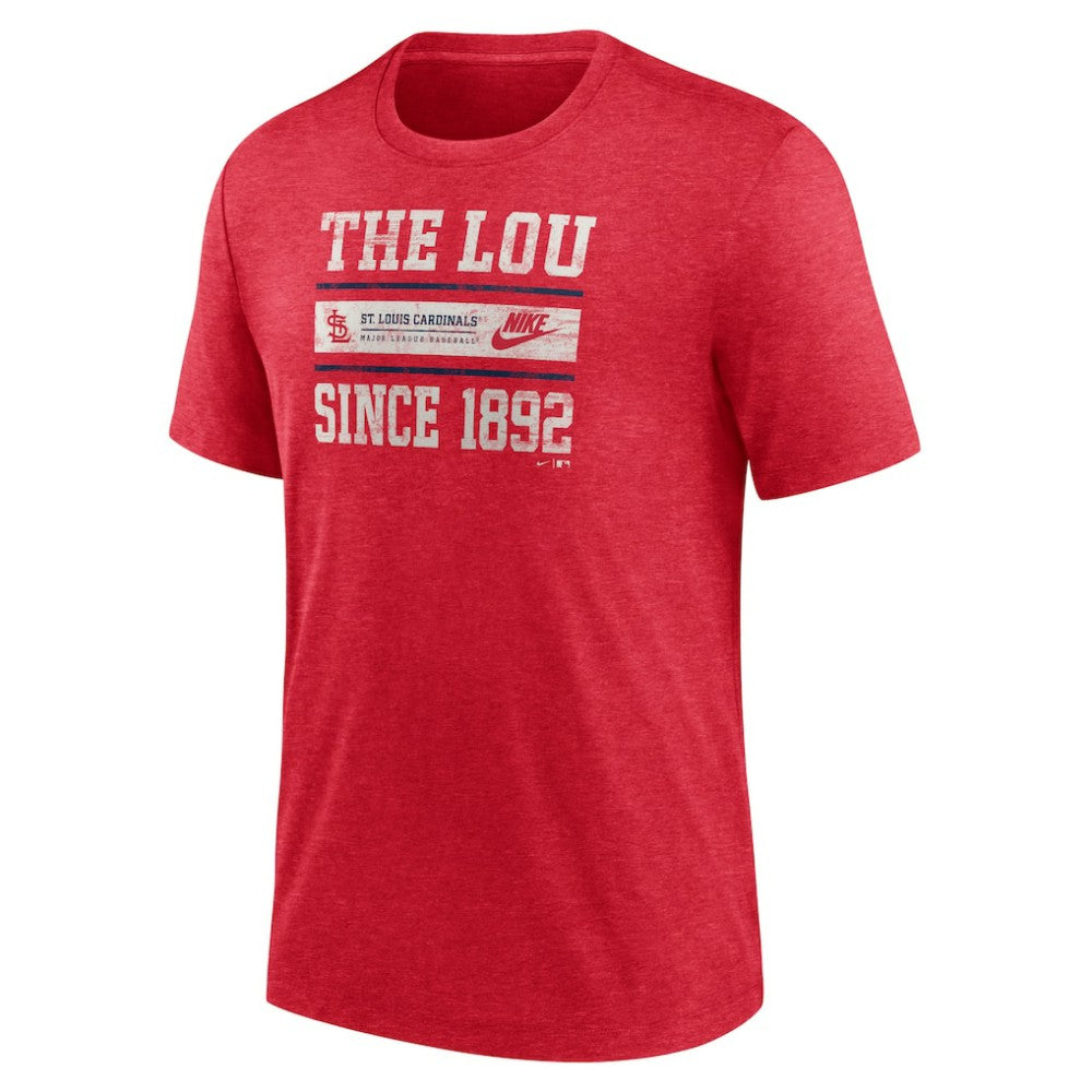 St. Louis Cardinals Cooperstown Collection Local Stack Tri-Blend T-Shirt Heather Red | Nike