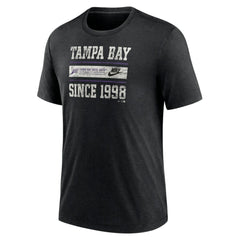 Tampa Bay Rays Cooperstown Collection Local Stack Tri-Blend T-Shirt Heather Black | Nike