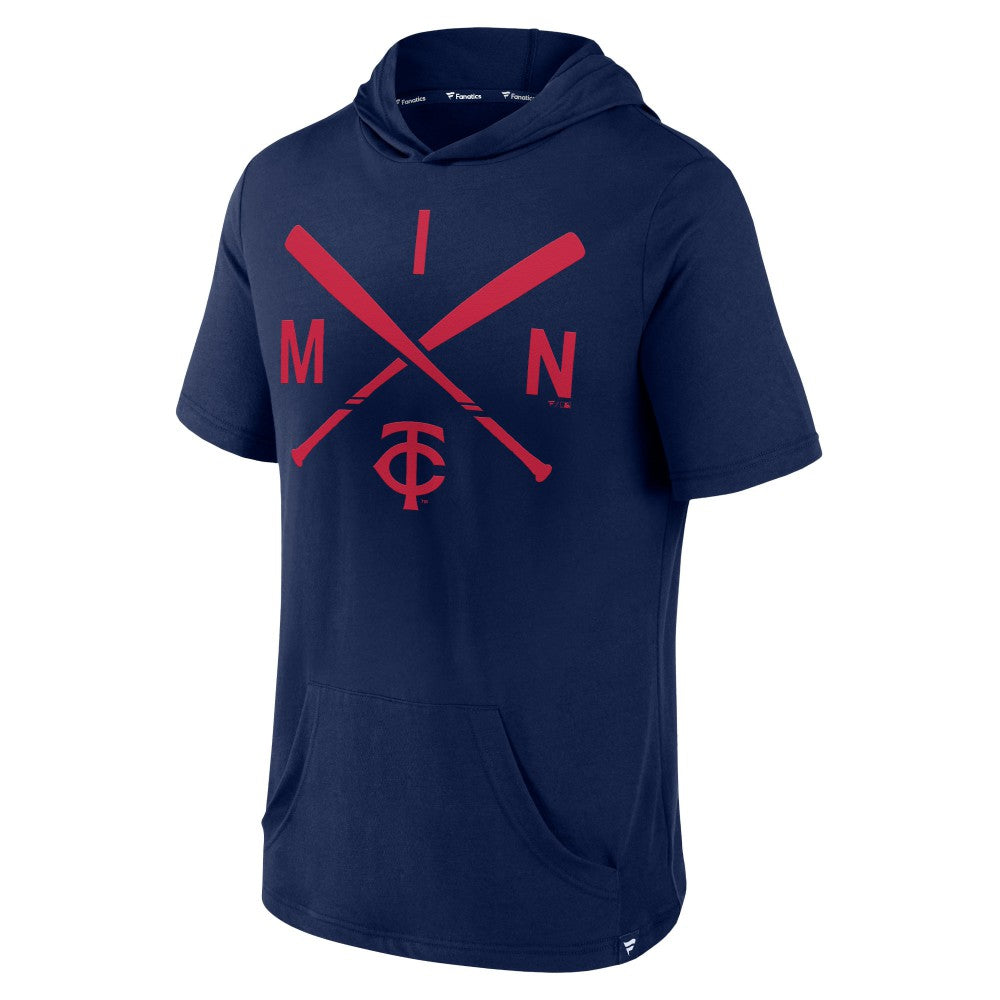Minnesota Twins Iconic Rebel Short Sleeve Hooded Top Navy