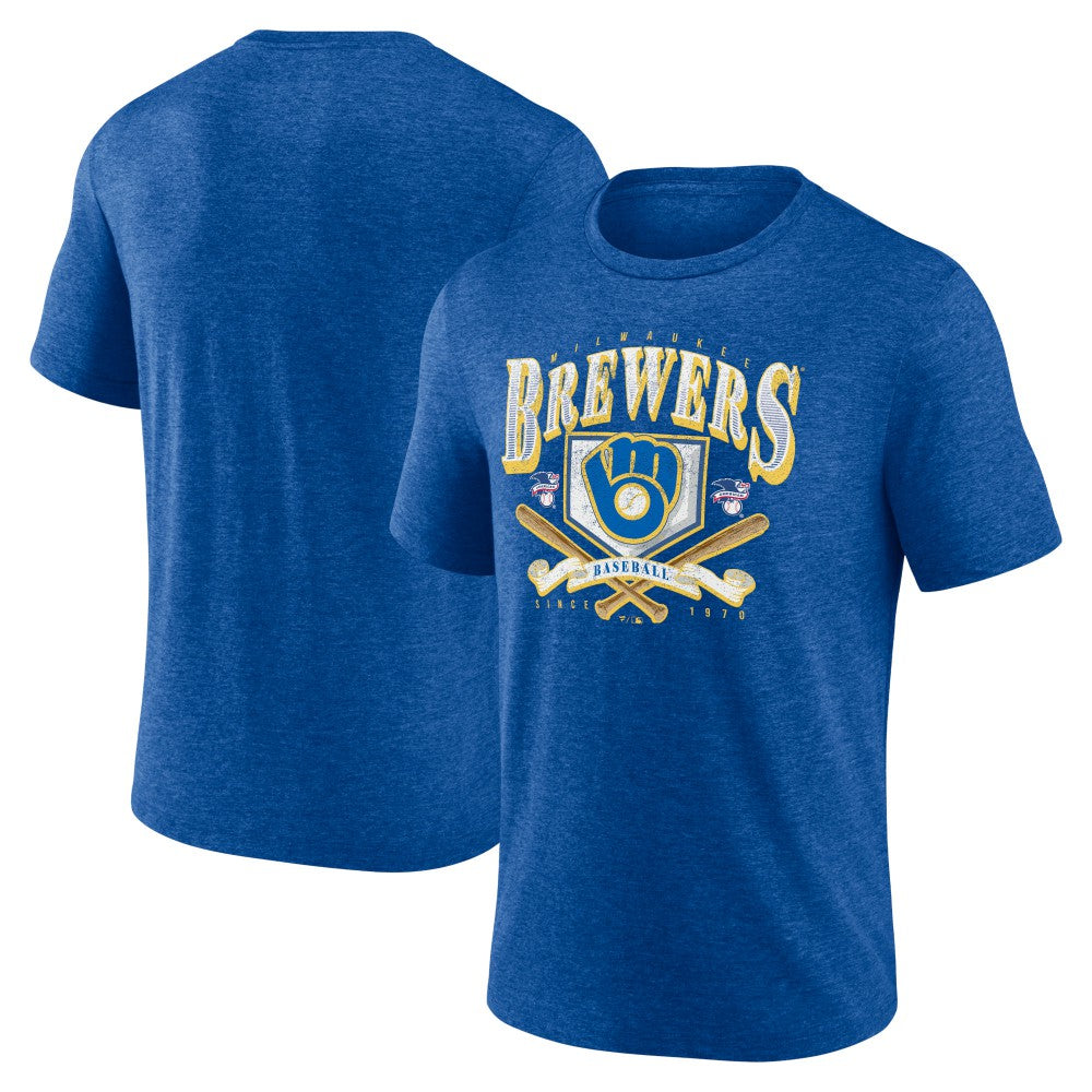 Milwaukee Brewers Home Team Tri-Blend T-Shirt Heather Royal