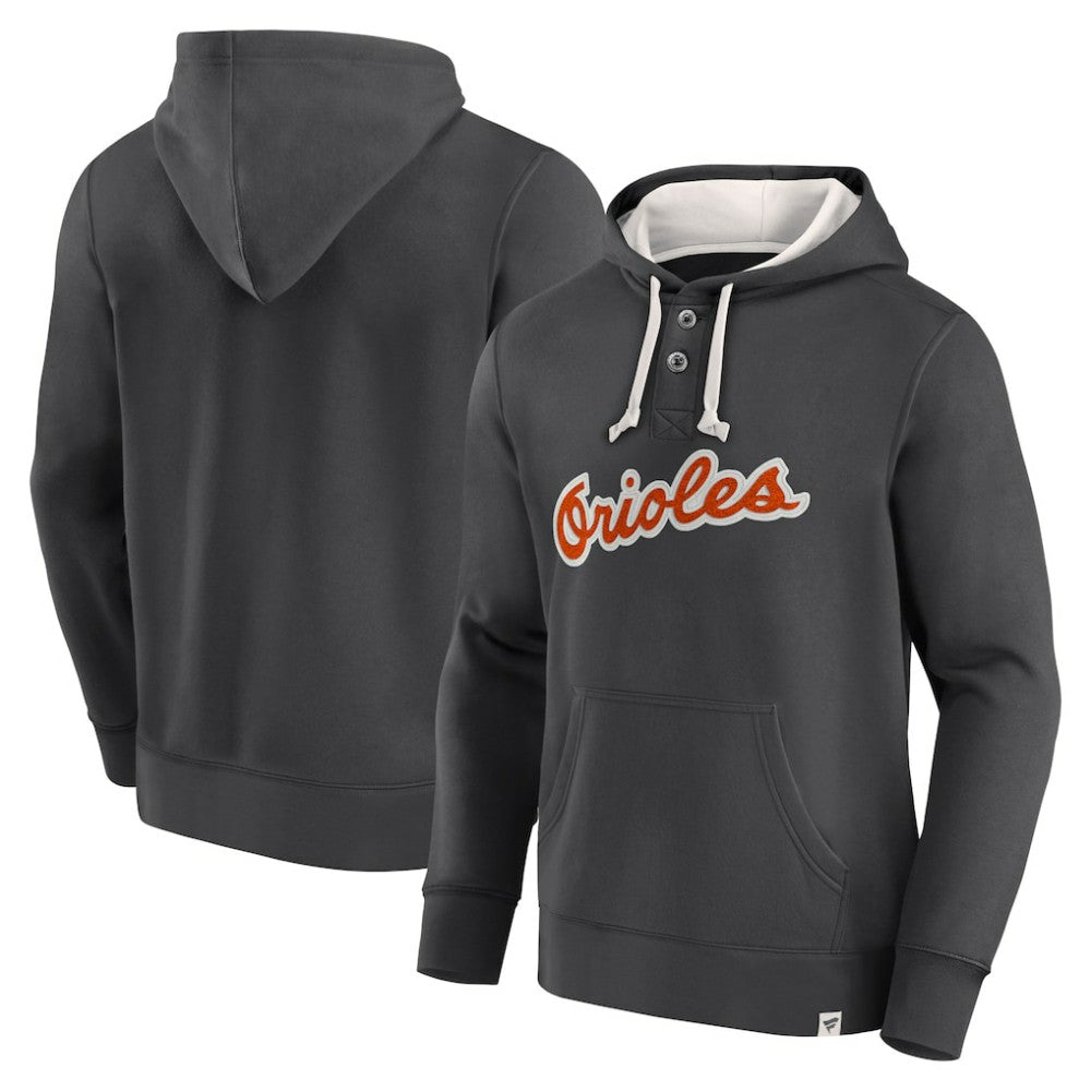 Baltimore Orioles Black Plan for Adversity Henley Fleece Pullover Hoodie
