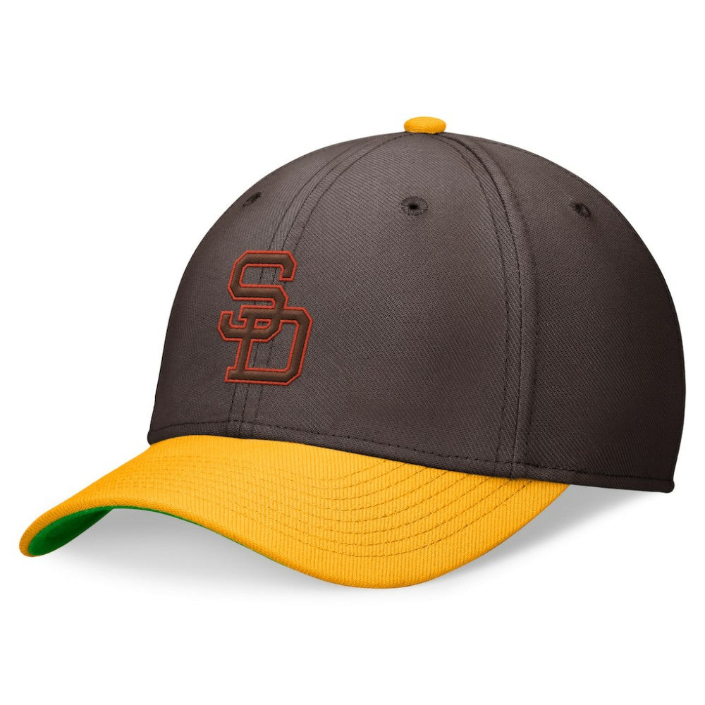 San Diego Padres Cooperstown Collection Rewind Swooshflex Performance Hat Brown/Gold | Nike