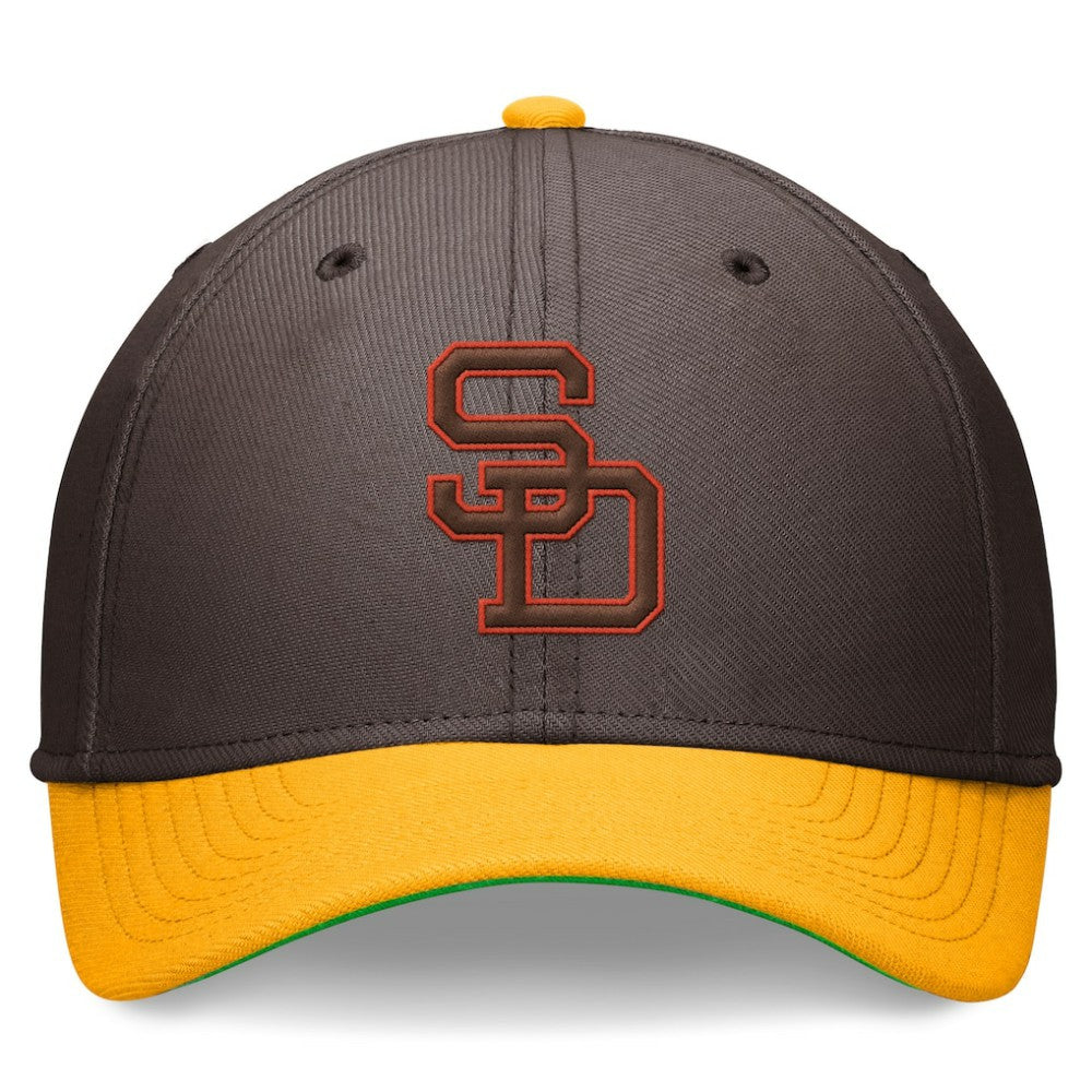 San Diego Padres Cooperstown Collection Rewind Swooshflex Performance Hat Brown/Gold | Nike