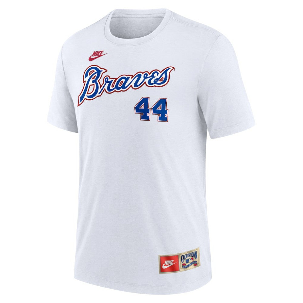 Hank Aaron Atlanta Braves Cooperstown Collection Tri-Blend Name & Number T-Shirt White | Nike