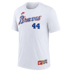 Hank Aaron Atlanta Braves Cooperstown Collection Tri-Blend Name & Number T-Shirt White | Nike