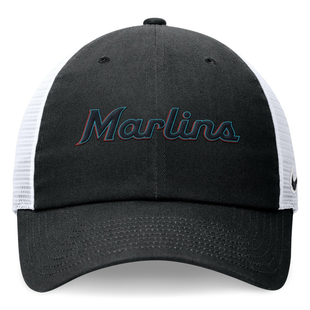 Miami Marlins Wordmark Adjustable Trucker Hat Black | Nike