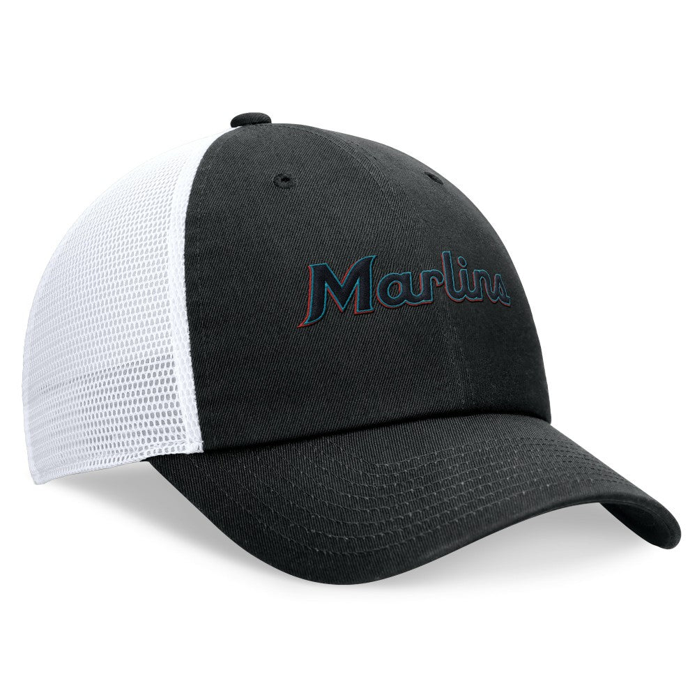 Miami Marlins Wordmark Adjustable Trucker Hat Black | Nike